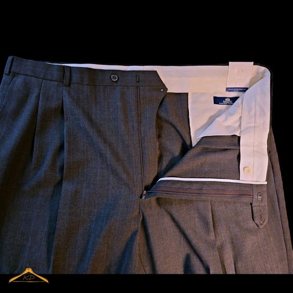 Stafford Washable Wool Suit - 50R/44, Gray w/Blue Pinstripes, NWT - Picture 13 of 14